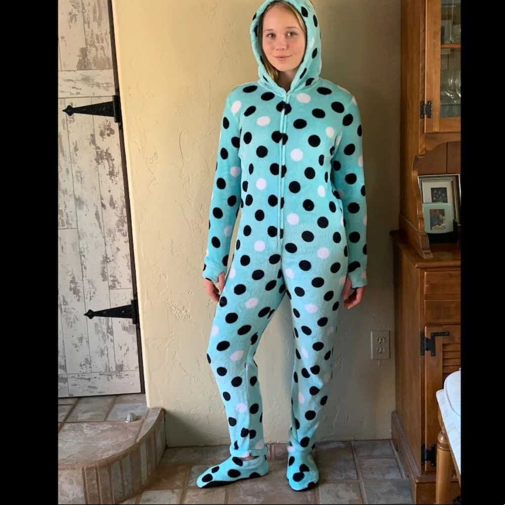 Justice Girls polka dot onesie pajama size 16-18